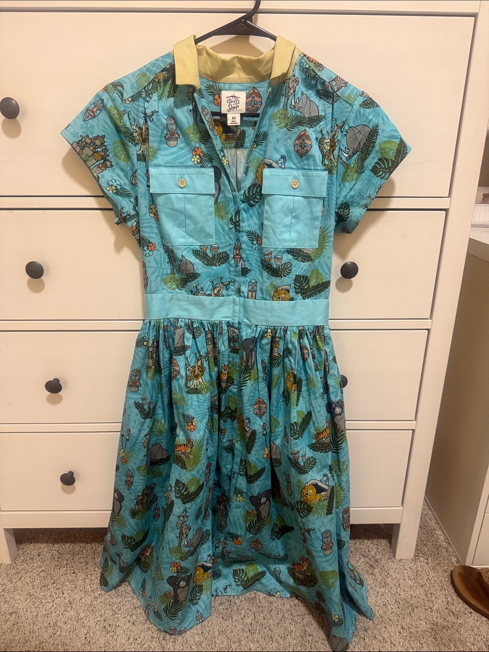 Disney Turquoise Tropical Print Casual Fit-and-Flare Dress